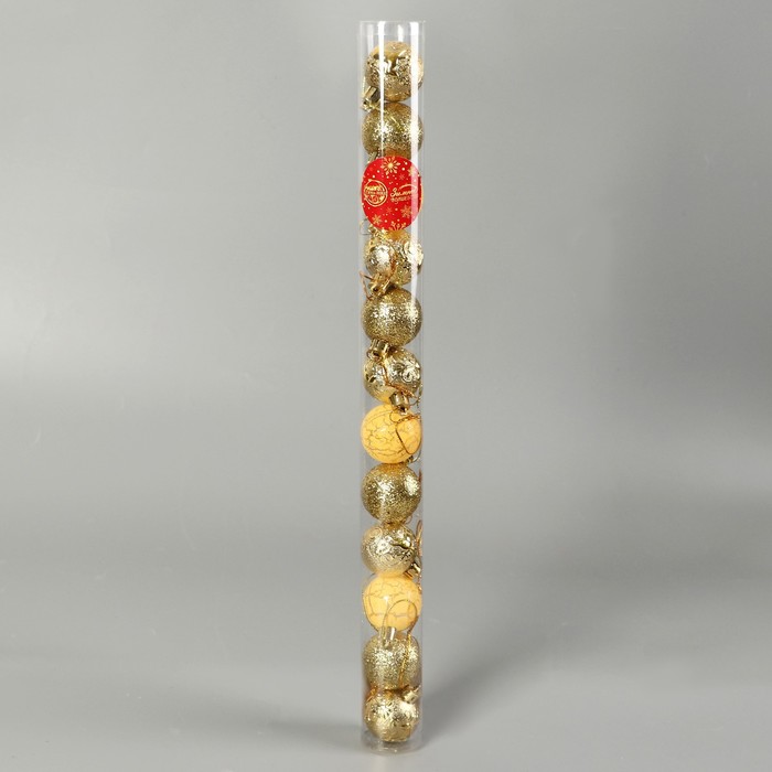 фото Набор шаров пластик d-4 см, 12 шт "мелодия" треск, золото зимнее волшебство