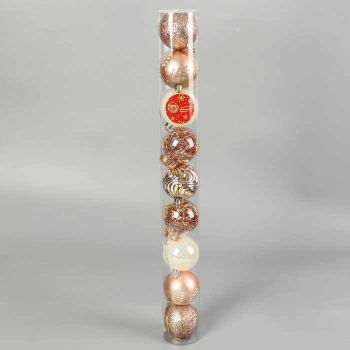 фото Набор шаров пластик d-6 см, 9 шт "мелодия" волны диско, золото белый зимнее волшебство