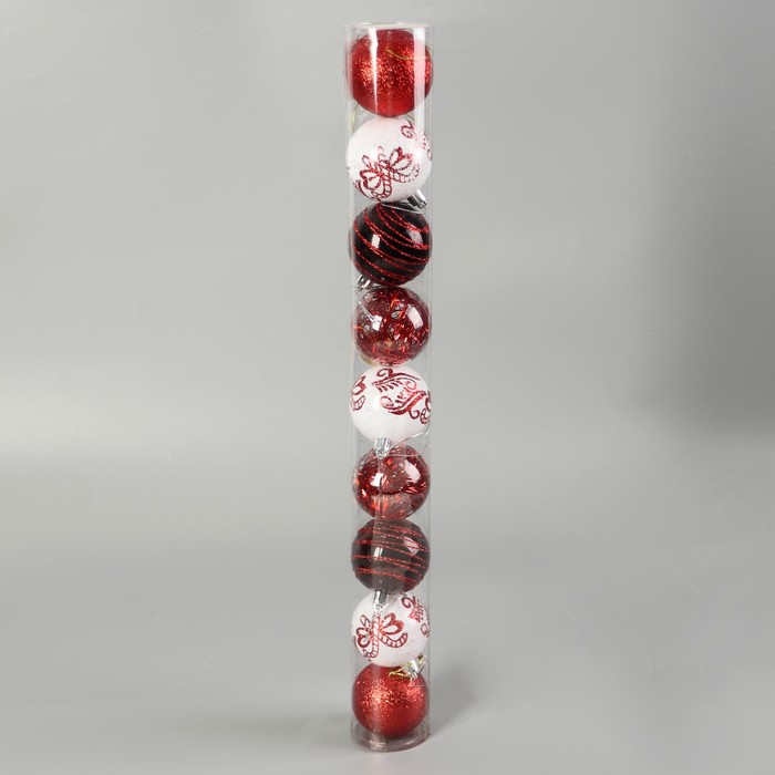 фото Набор шаров пластик d-6 см, 9 шт "мелодия" орбита диско элит красный, микс зимнее волшебство