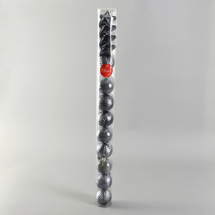 фото Набор украшений пластик 13 шт "мелодия" звезда, 6 см, серый зимнее волшебство