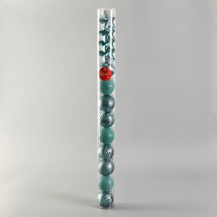 фото Набор украшений пластик 13 шт "мелодия" звезда, 6 см, зелёный зимнее волшебство