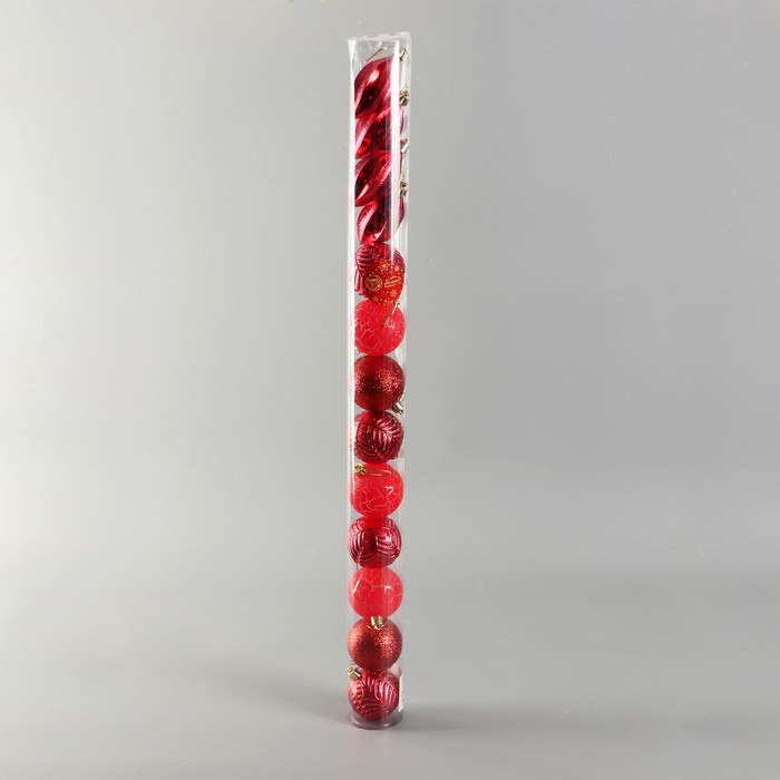 фото Набор украшений пластик 13 шт "мелодия" капелька, 6 см, красный зимнее волшебство