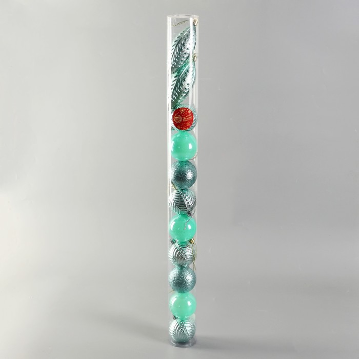 фото Набор украшений пластик 11 шт "мелодия" сосулька, 6 см, зелёный зимнее волшебство