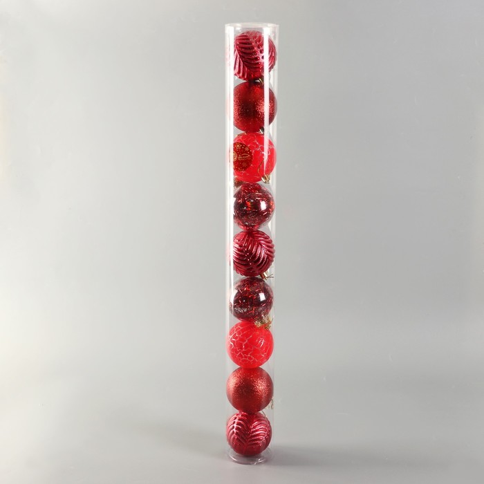 фото Набор шаров пластик d-8 см, 9 шт "мелодия" диско треск, красный зимнее волшебство