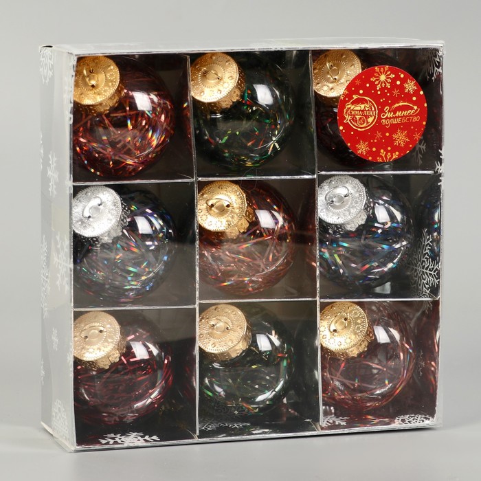 фото Набор шаров пластик d-6 см, 9 шт "мелодия" диско ассорти, микс зимнее волшебство