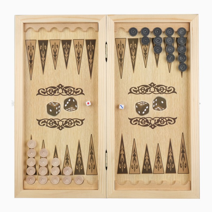 фото Нарды "красный узор", деревянная доска 40 х 40 см, с полем для игры в шашки take it easy