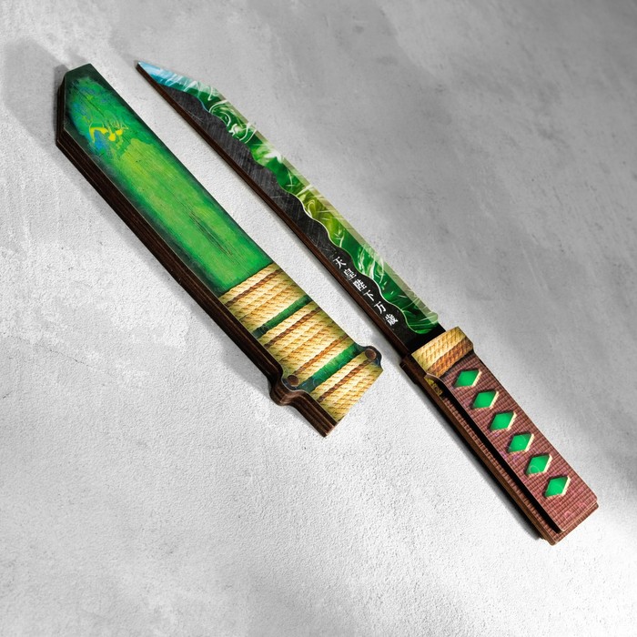 цена Сувенир деревянный Нож Танто, в ножнах, зеленый