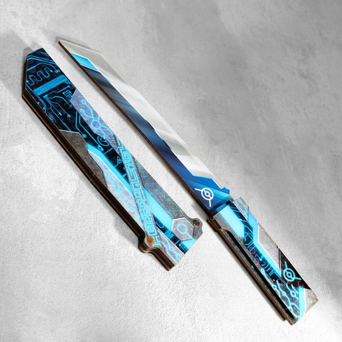 цена Сувенир деревянный Нож Танто, в ножнах, синий