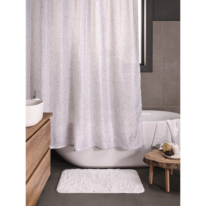 цена Занавеска Shelest, для ванной комнаты, тканевая, 180х200 см, цвет белый-серый