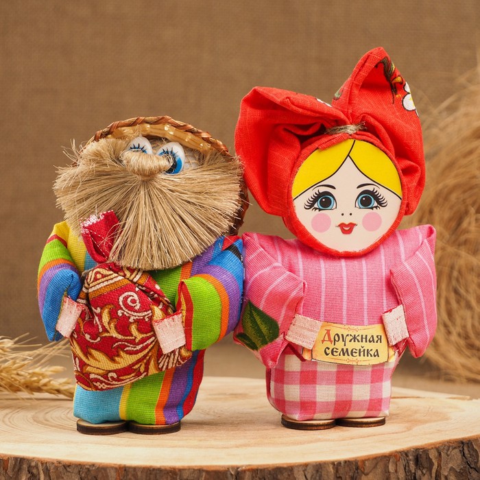 Оберег «Домовые Нафаня и Хлопотунья», 15 см, микс