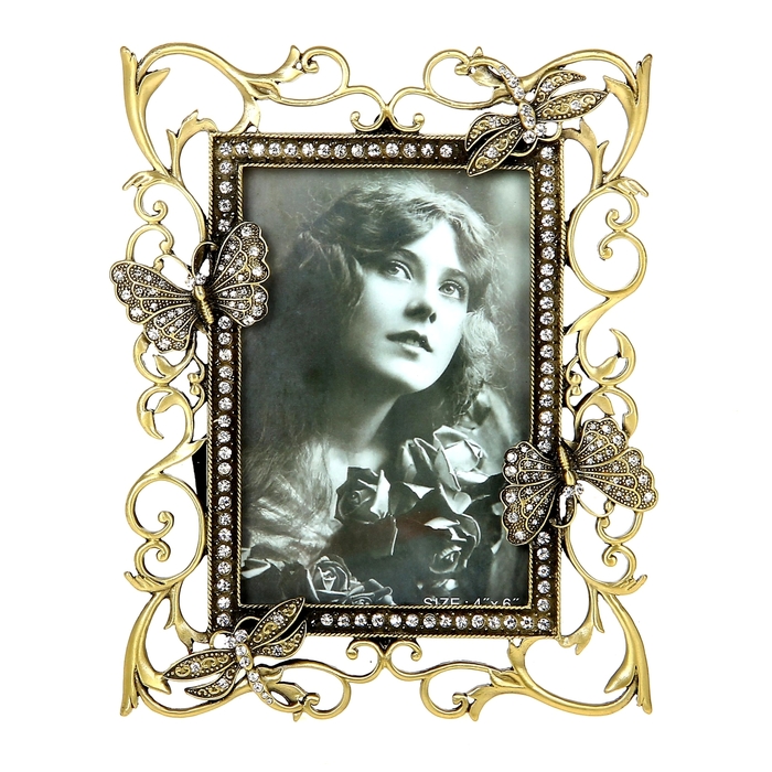 Фоторамка "Бабочки и стрекозы" стразы 10х15 см