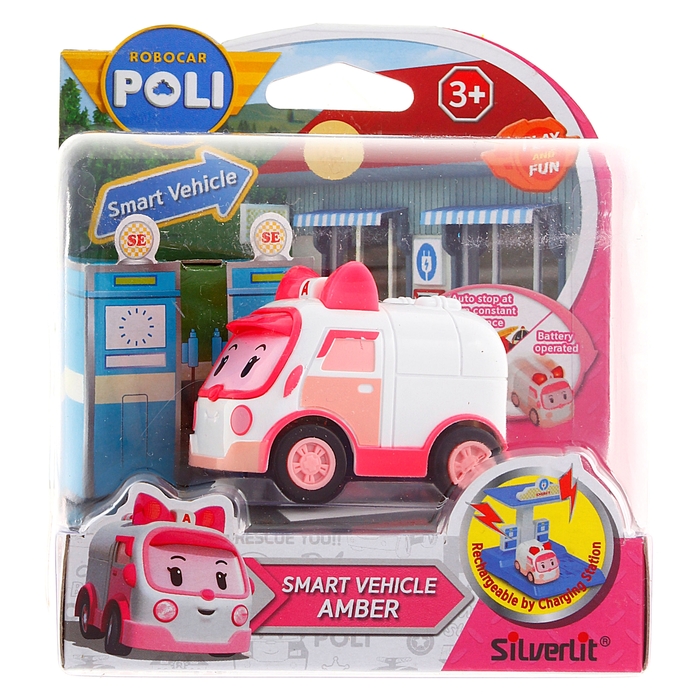 Умная машинка "Эмбер" подзаряжается на станции