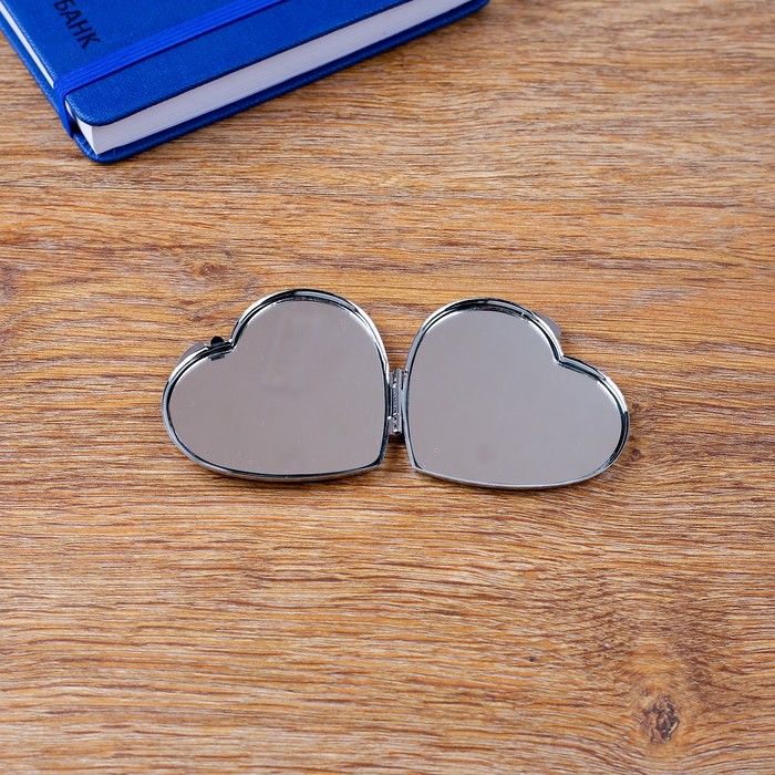 Набор подарочный 3в1: зеркало "Сердце", ручка, брелок "Сердце с цветком"