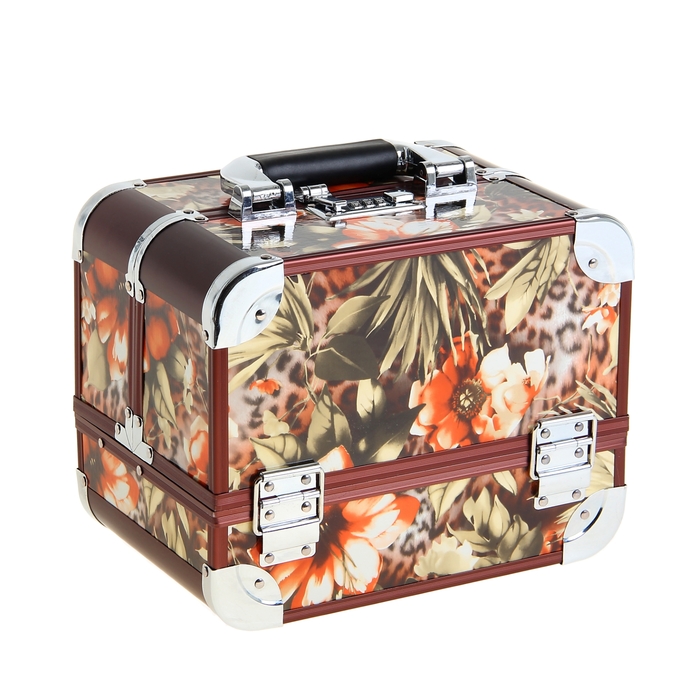 Шкатулка-сундучок "Оранжевые цветы на леопарде"