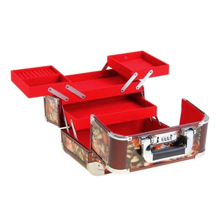 Шкатулка-сундучок "Оранжевые цветы на леопарде"