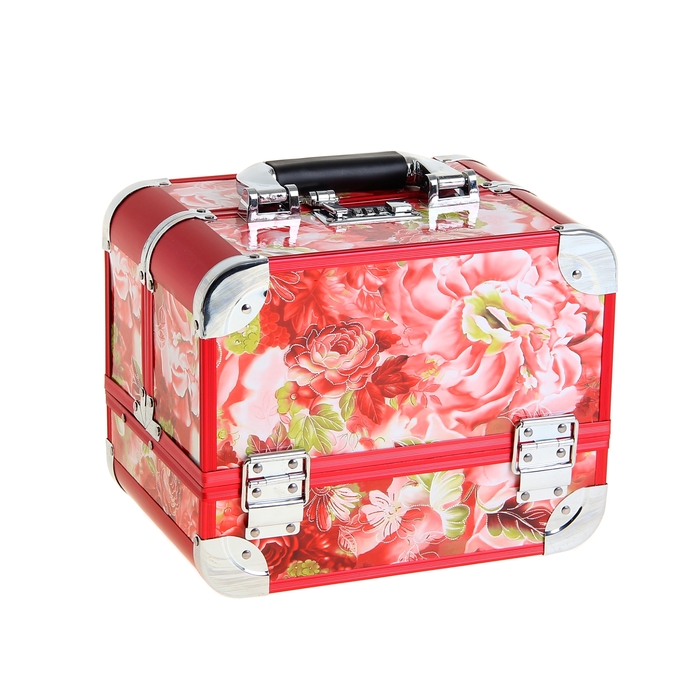 Шкатулка-сундучок "Цветочный сад" красная