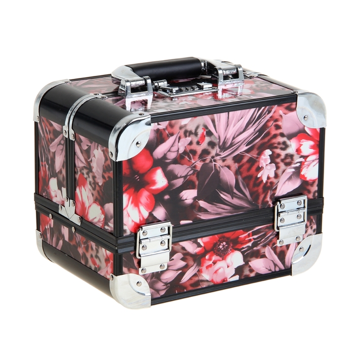 Шкатулка-сундучок "Красные цветы на леопарде"