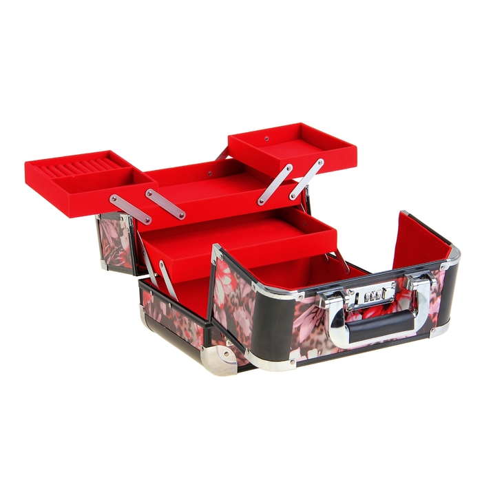 Шкатулка-сундучок "Красные цветы на леопарде"