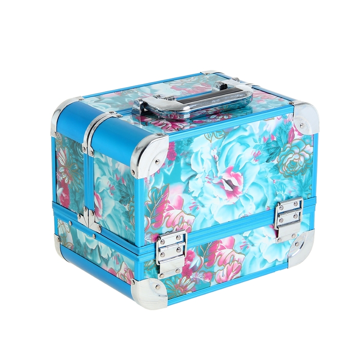 Шкатулка-сундучок "Цветочный сад"голубая