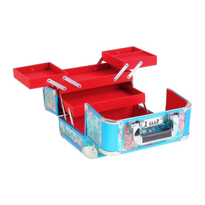 Шкатулка-сундучок "Цветочный сад"голубая