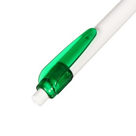 Ручка шариковая, автоматическая, корпус белый с зелёной вставкой, стержень синий 0.5 мм от Сима-ленд