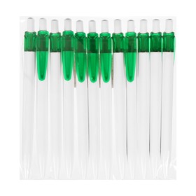 Ручка шариковая, автоматическая, корпус белый с зелёной вставкой, стержень синий 0.5 мм от Сима-ленд