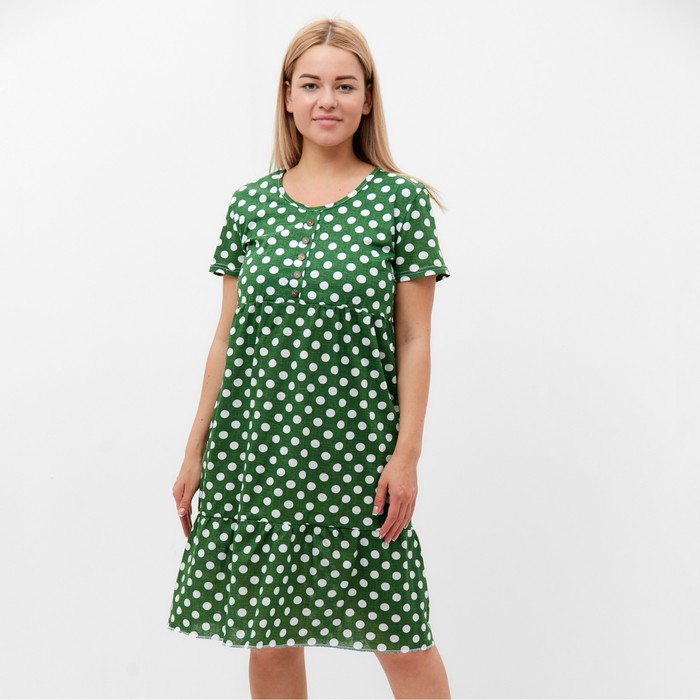 Платье женское в горох, цвет зелёный, размер 50