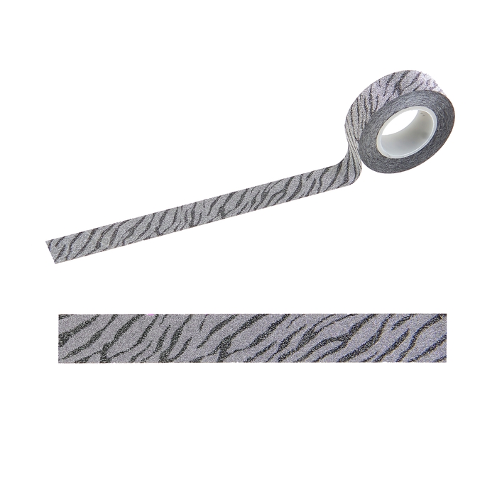 Клейкая лента декоративная "Блестящая зебра"