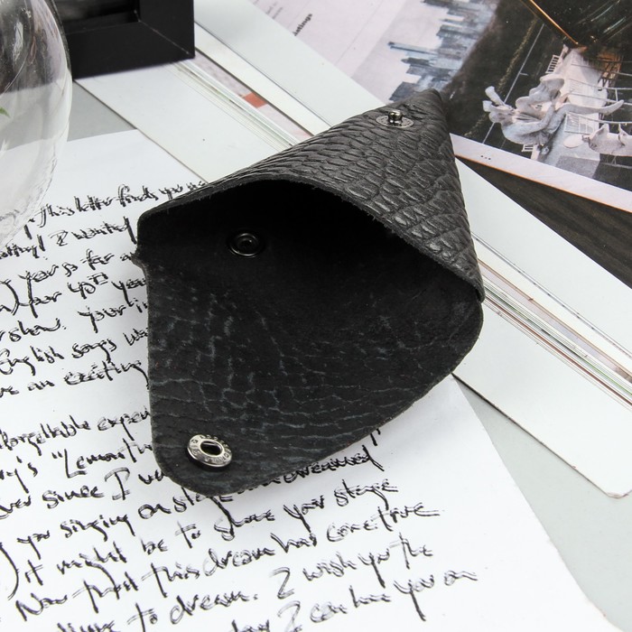 Футляр для монет на кнопке, кайман, цвет чёрный