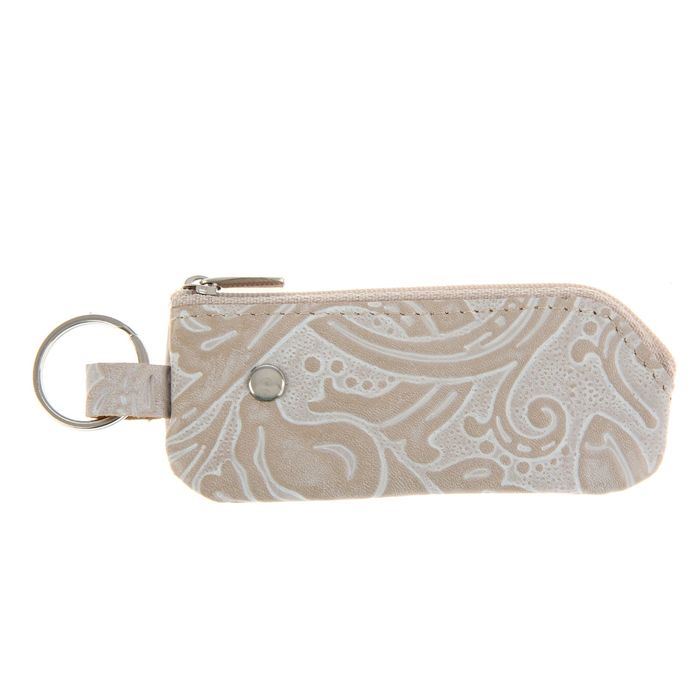 Ключница на молнии, кольцо, цвет бежевый