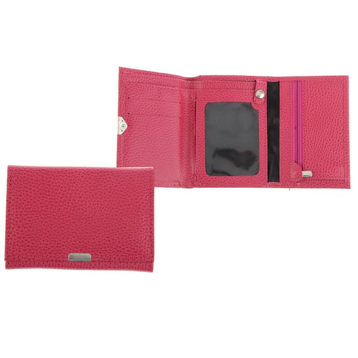 Кошелёк женский на кнопке, 2 отдела для купюр, для кредитных карт, цвет фуксия