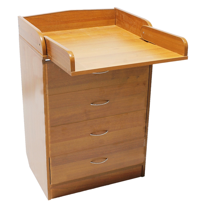 Комод детский пеленальный, 4 выдвижных ящика, цвет орех