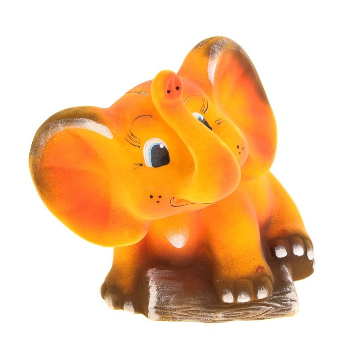 Копилка "Слон" флок, персиковая поддувка, микс