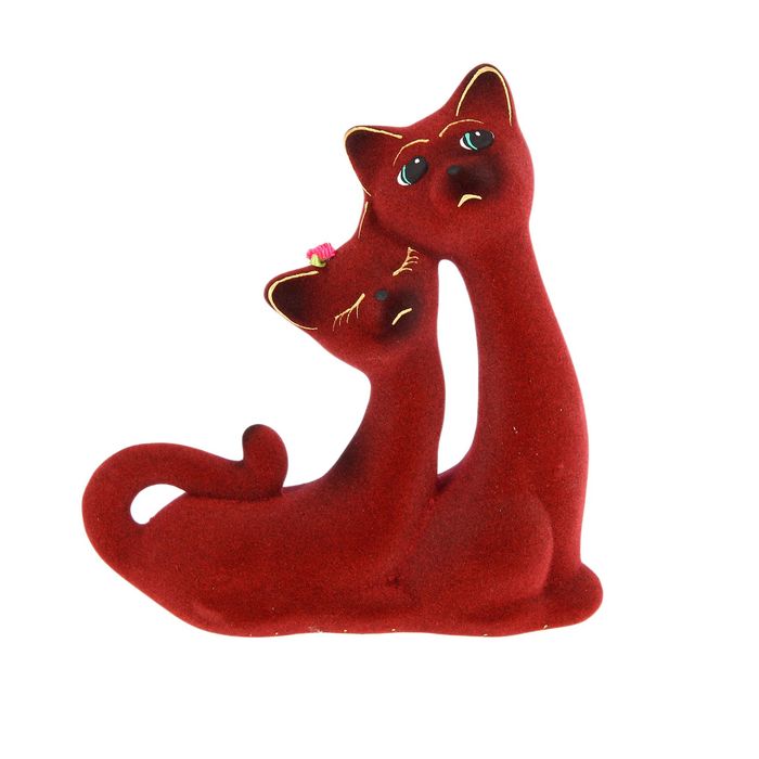 Копилка "Кошки" флок, бордовая, микс