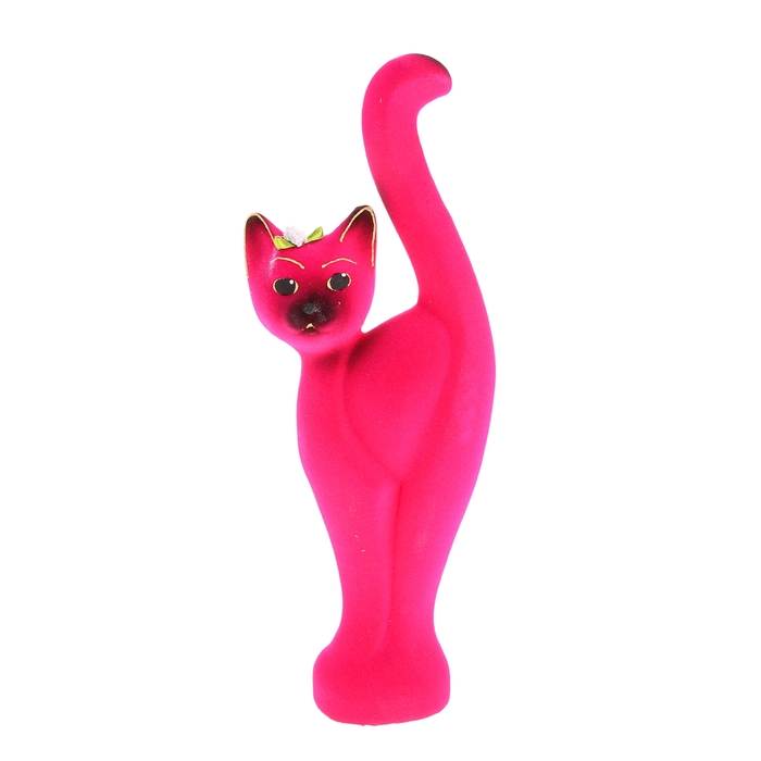 Копилка "Кошка Анфиса" малая, флок, розовая