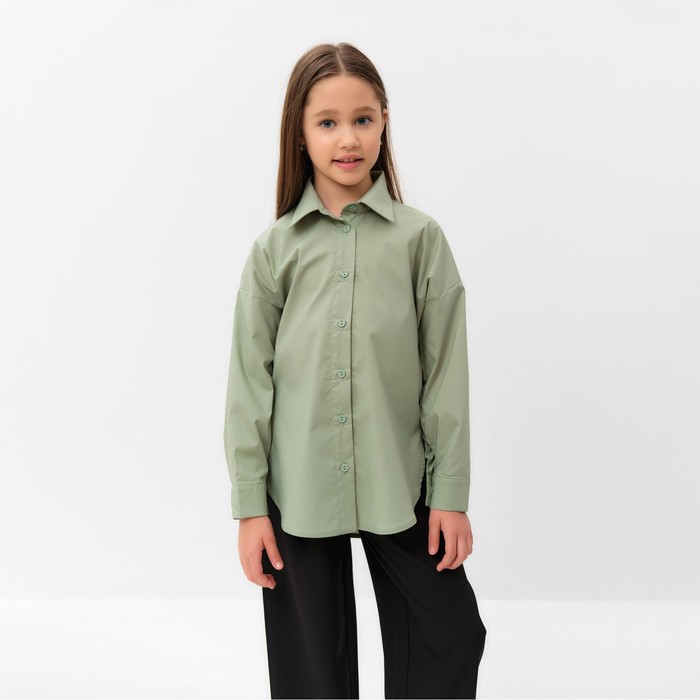 Рубашка для девочки MINAKU цвет оливковый, рост 146 см