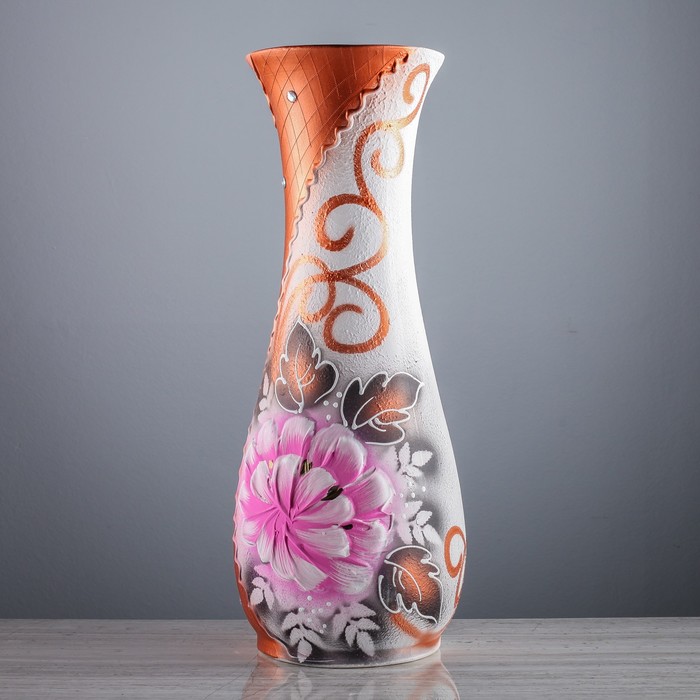 Ваза напольная "Осень" бежево-жёлтая, роспись, микс