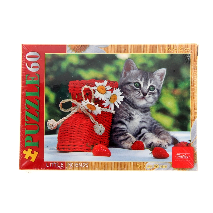 Пазл "Котёнок с клубничкой", 60 элементов