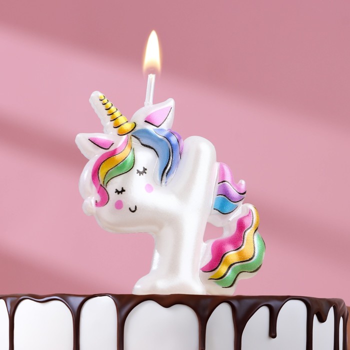 Свеча в торт Единорог, цифра 4, 12 см свеча цифра в торт 4