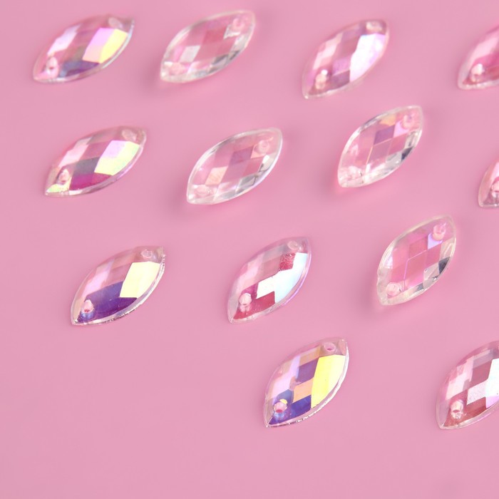 

Стразы пришивные «Овал», прозрачные, с голографией, 16 × 8 мм, 24 шт
