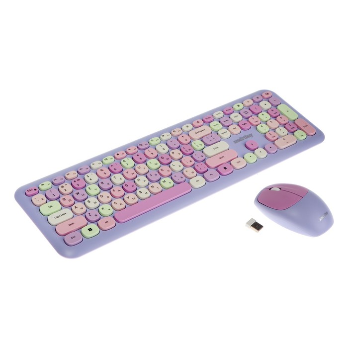 Комплект клавиатура и мышь Smartbuy SBC-666395AG-V,беспровод,мембран,1000 dpi,USB,фиолетовый комплект клавиатура мышь smartbuy sbc 666395ag g зеленый