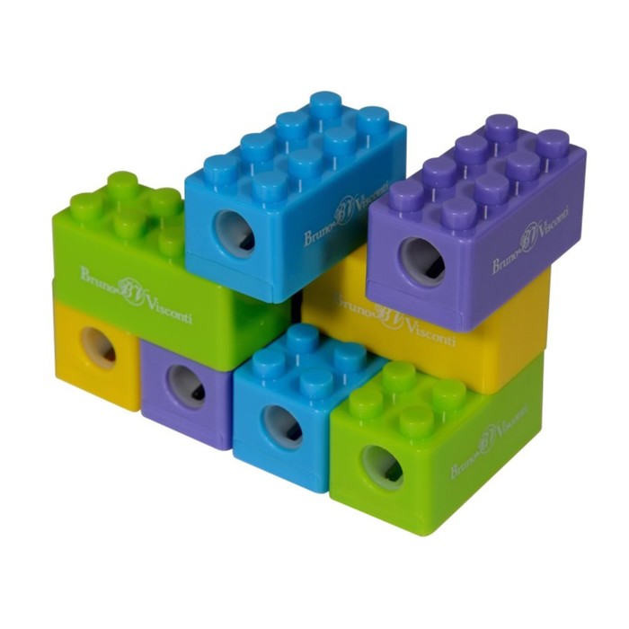 цена Точилка 1 отверстие с контейнером EASYSHARP Лего, МИКС
