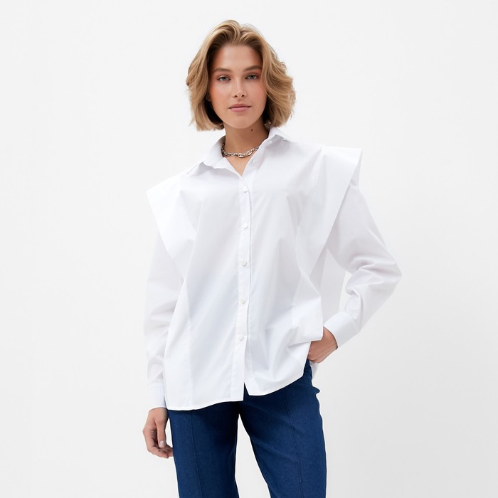 Блузка женская MINAKU: Casual Collection цвет белый, р-р 42 блузка р 42 цвет синий