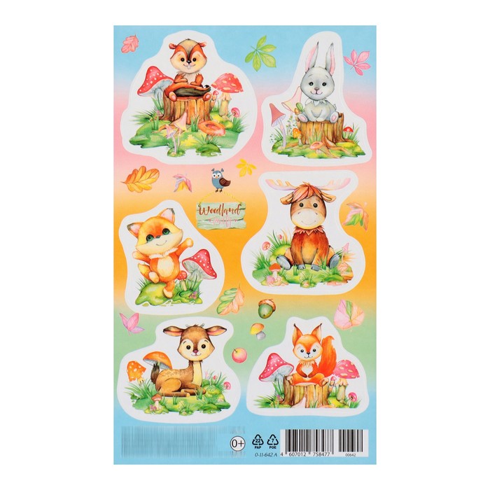 

Наклейки "Зверята" грибы, 10х16 см