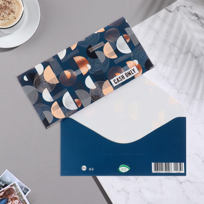 Конверт для денег Cash only синий фон, 17х8 см конверт для денег расклад на счастье карты синий фон 16 8х8 3 см