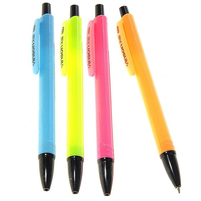 Ручка шариковая автоматическая "Школьник", корпус МИКС, стержень масляный синий 0,5 мм