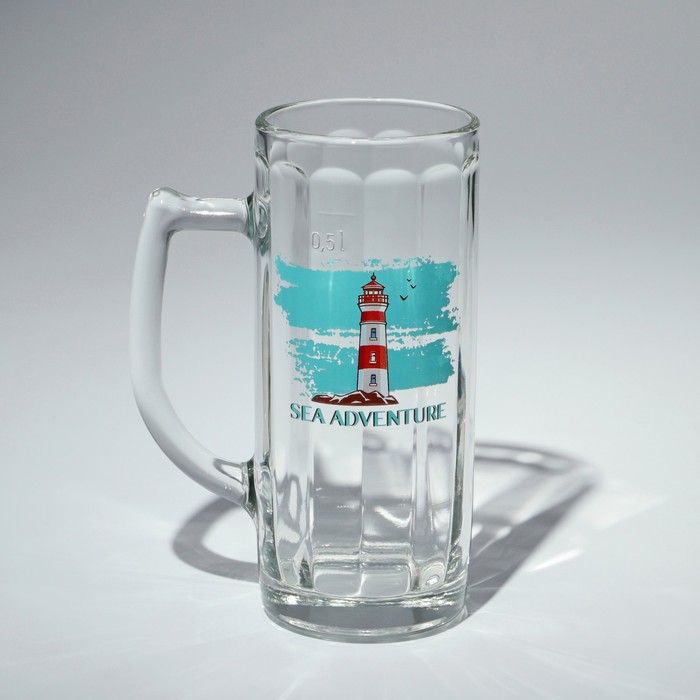 кружка стеклянная для пива кристалл 500 мл цвет микс Кружка стеклянная для пива «Гамбург. Морское приключение», 500 мл, рисунок микс