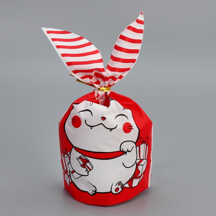 Мешок подарочный с ушками «Новогодний котик», 12 × 11.5 см мешок подарочный новогодний подарок 28 х28 см