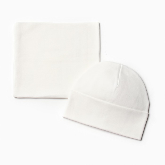 Комплект (шапка, снуд) для девочки, цвет молочный, размер 50-52