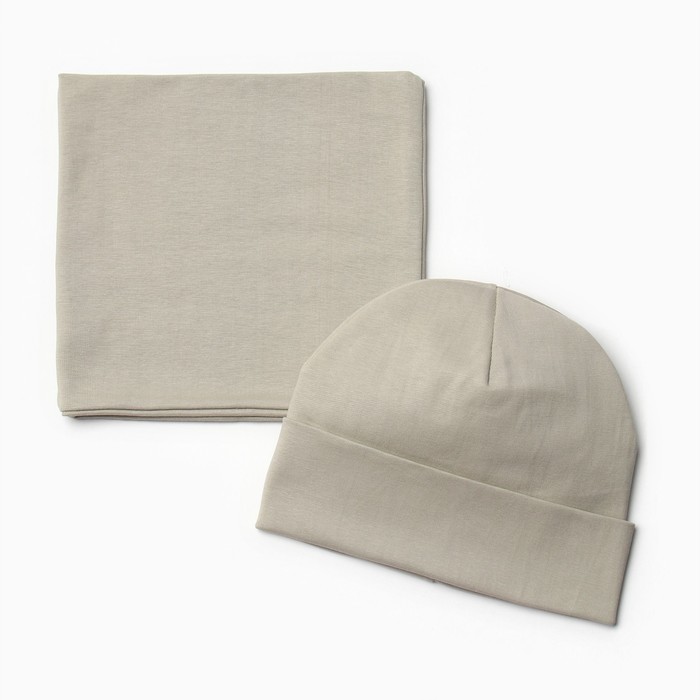 Комплект (шапка, снуд) для девочки, цвет оливковый, размер 52-54